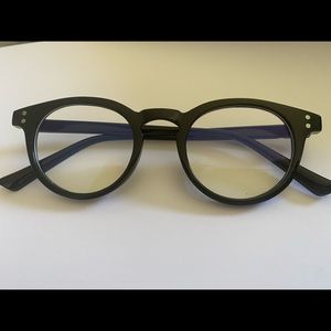 BJ5217 Black Round Eyeglass Frame/ Blue light lens